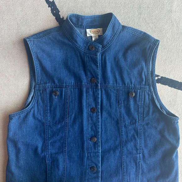 90s VTG Talbots Denim Vest Button Up Collared Pockets Jean Vest Size L - Picture 2 of 6